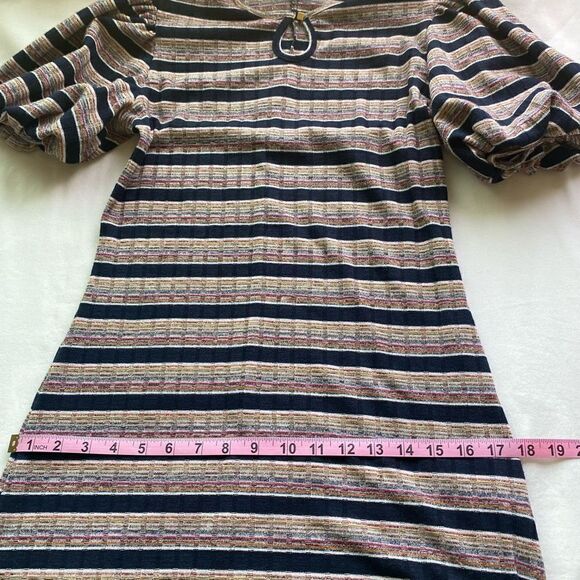 Ebba Dress Lightweight Knit Puffy Short Sleeves 
Striped Keyhole neckline Adorab - Picture 12 of 12